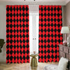 Red And Black Harlequin Pattern Print Blackout Pencil Pleat Curtains