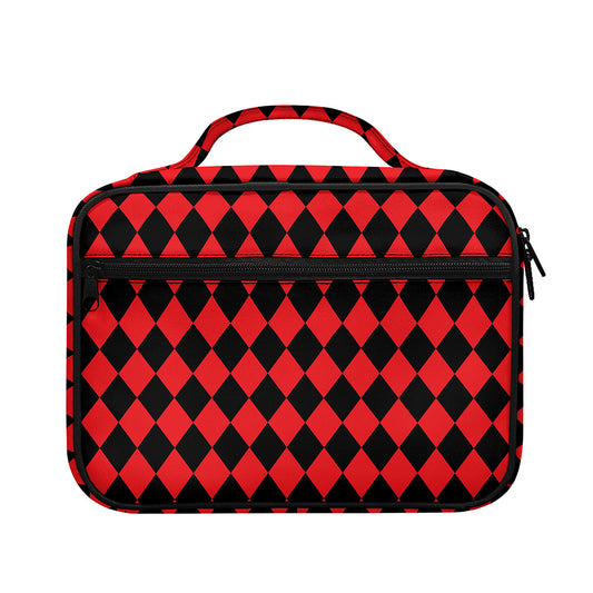 Red And Black Harlequin Pattern Print Briefcase Bible Bag