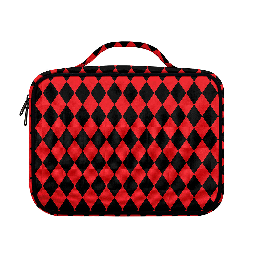 Red And Black Harlequin Pattern Print Briefcase Bible Bag