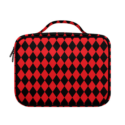 Red And Black Harlequin Pattern Print Briefcase Bible Bag