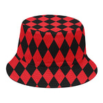 Red And Black Harlequin Pattern Print Bucket Hat