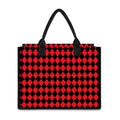Red And Black Harlequin Pattern Print Canvas Tote Bag