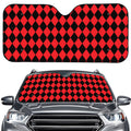 Red And Black Harlequin Pattern Print Car Windshield Sun Shade