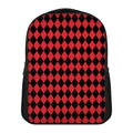 Red And Black Harlequin Pattern Print Casual Backpack