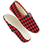 Red And Black Harlequin Pattern Print Casual Shoes