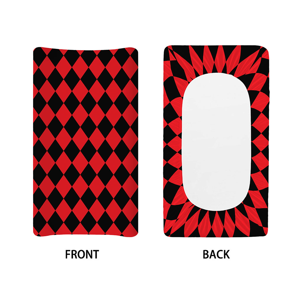 Red And Black Harlequin Pattern Print Changing Pad Cover