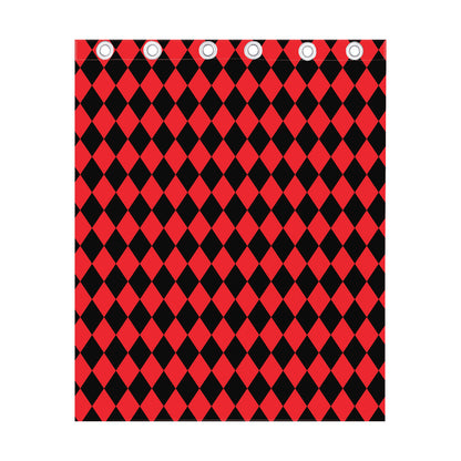 Red And Black Harlequin Pattern Print Curtain