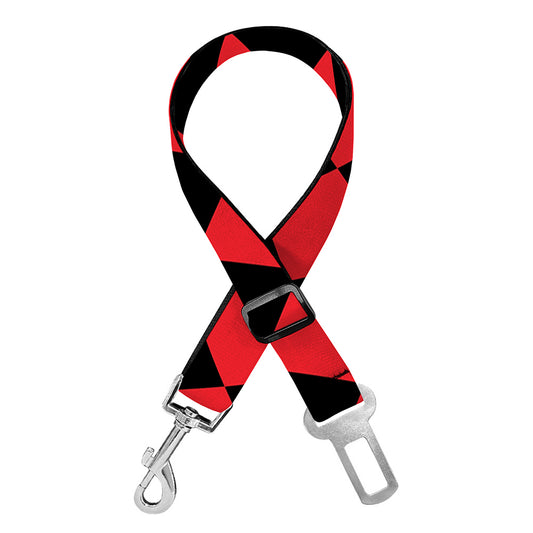 Red And Black Harlequin Pattern Print Dog Seat Belt