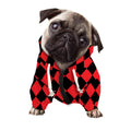 Red And Black Harlequin Pattern Print Dog Zip Up Hoodie