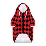 Red And Black Harlequin Pattern Print Dog Zip Up Hoodie