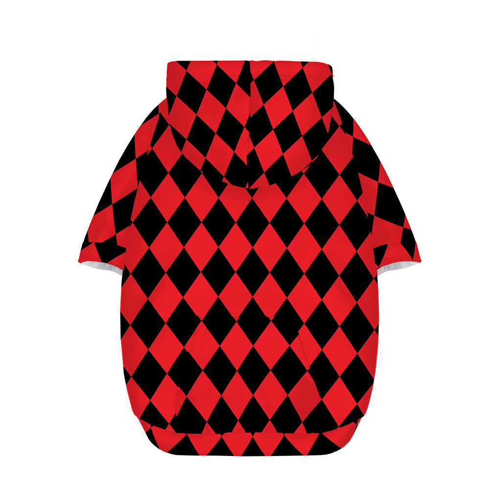 Red And Black Harlequin Pattern Print Dog Zip Up Hoodie