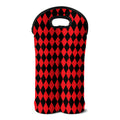 Red And Black Harlequin Pattern Print Double Neoprene Wine Tote