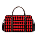 Red And Black Harlequin Pattern Print Duffel Bag