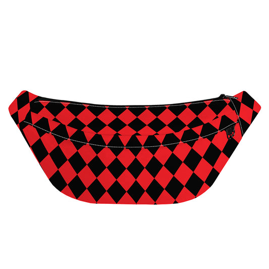 Red And Black Harlequin Pattern Print Fanny Pack