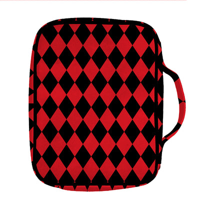 Red And Black Harlequin Pattern Print Front Pocket Bible Bag