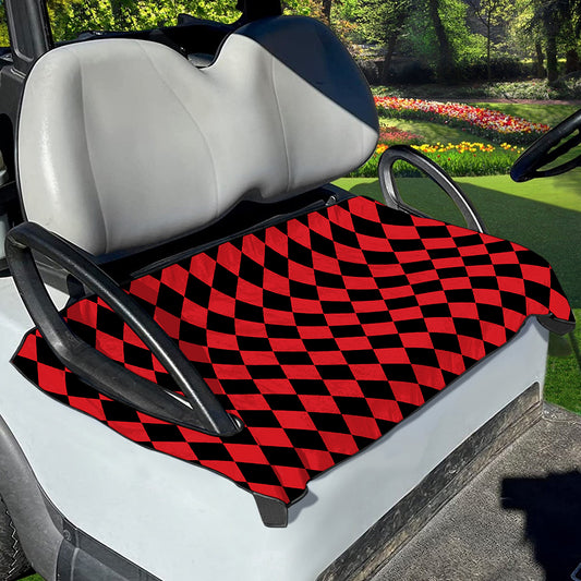 Red And Black Harlequin Pattern Print Golf Cart Seat Cover