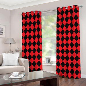 Red And Black Harlequin Pattern Print Grommet Curtains