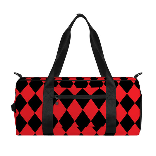 Red And Black Harlequin Pattern Print Gym Bag