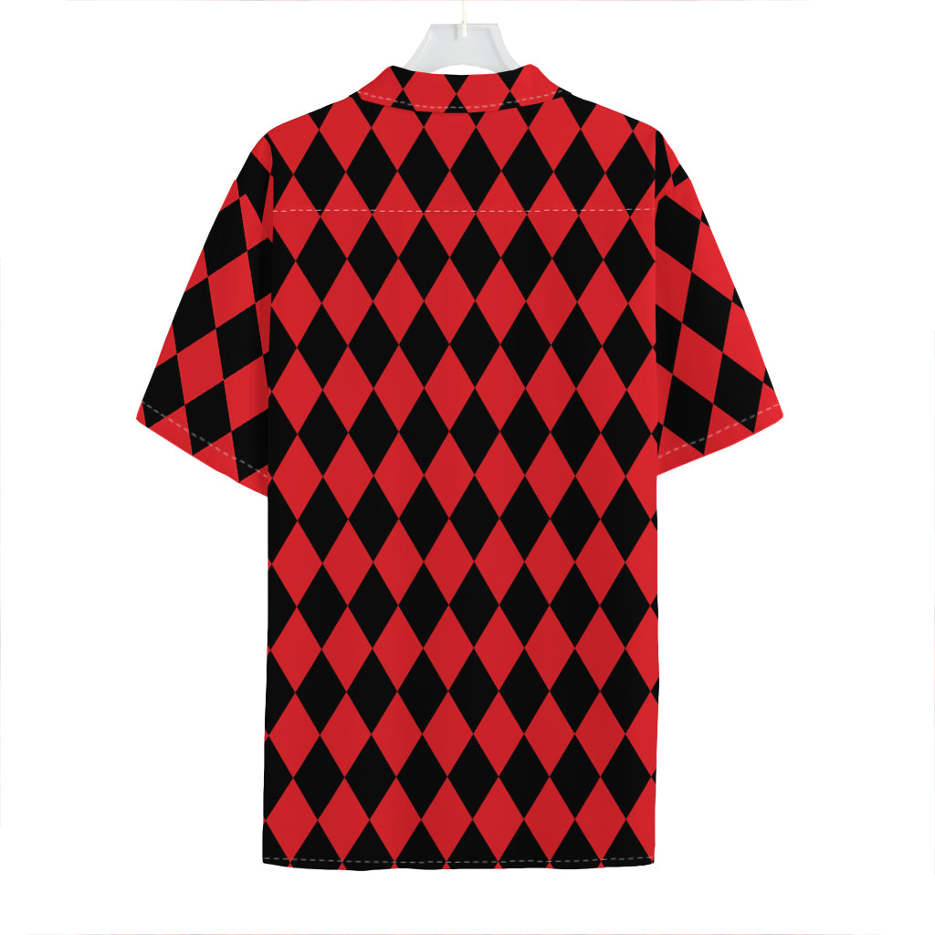 Red And Black Harlequin Pattern Print Hawaiian Shirt