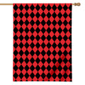 Red And Black Harlequin Pattern Print House Flag