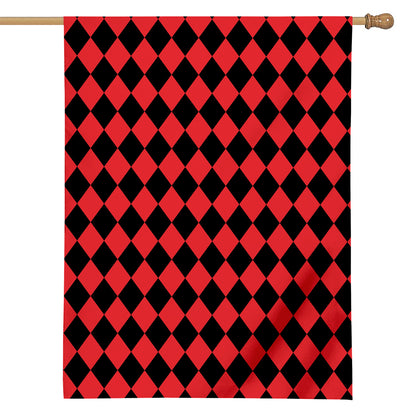 Red And Black Harlequin Pattern Print House Flag