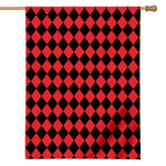 Red And Black Harlequin Pattern Print House Flag