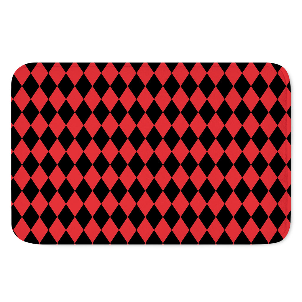Red And Black Harlequin Pattern Print Indoor Door Mat