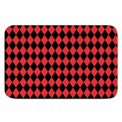 Red And Black Harlequin Pattern Print Indoor Door Mat