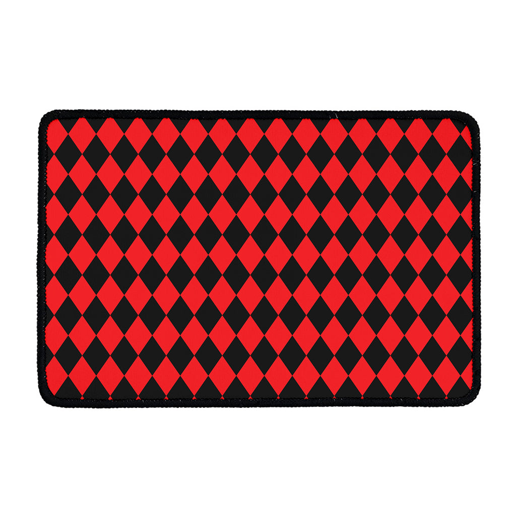Red And Black Harlequin Pattern Print Kitchen Mat