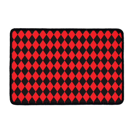 Red And Black Harlequin Pattern Print Kitchen Mat