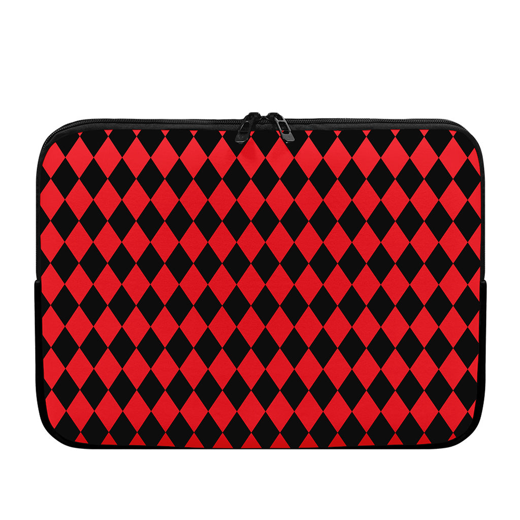 Red And Black Harlequin Pattern Print Laptop Sleeve