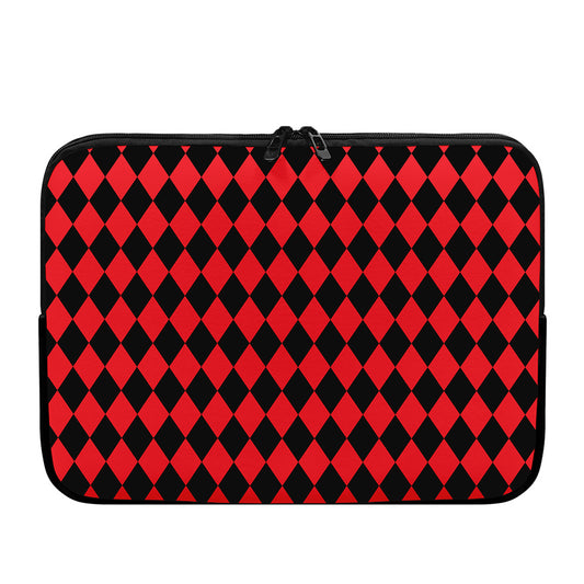 Red And Black Harlequin Pattern Print Laptop Sleeve