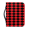 Red And Black Harlequin Pattern Print Leather Bible Cover