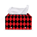 Red And Black Harlequin Pattern Print Leather Tissue Box Cover