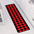 Red And Black Harlequin Pattern Print Long Kitchen Mat