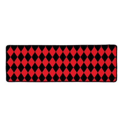Red And Black Harlequin Pattern Print Long Kitchen Mat