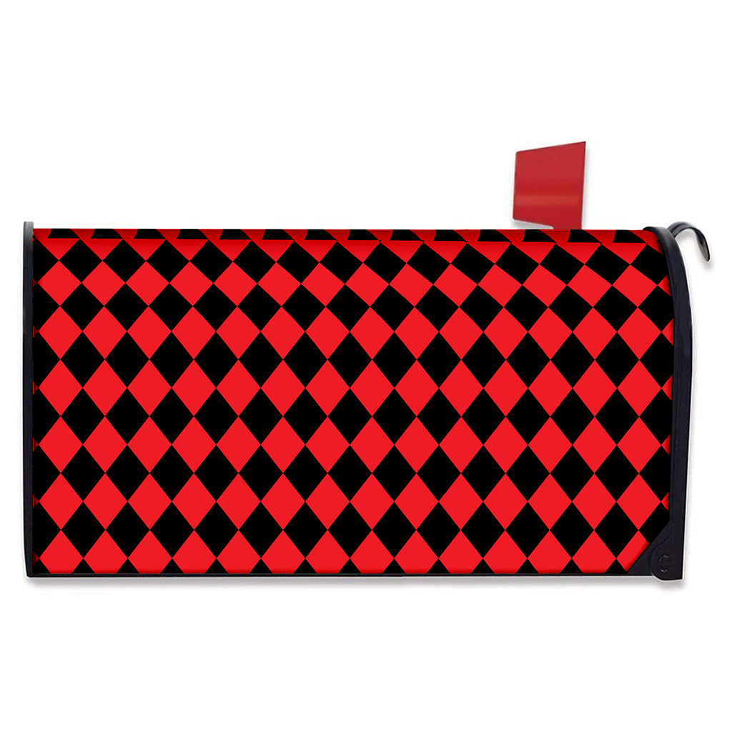 Red And Black Harlequin Pattern Print Mailbox Cover