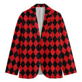 Red And Black Harlequin Pattern Print Men's Blazer