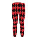 Red And Black Harlequin Pattern Print Men's leggings