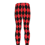 Red And Black Harlequin Pattern Print Men's leggings