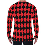 Red And Black Harlequin Pattern Print Men's Long Sleeve T-Shirt