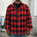 Red And Black Harlequin Pattern Print Men's Shirt Jacket