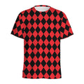 Red And Black Harlequin Pattern Print Men's Athletic T-Shirt