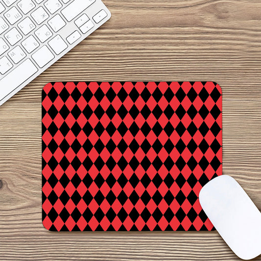 Red And Black Harlequin Pattern Print Mouse Pad