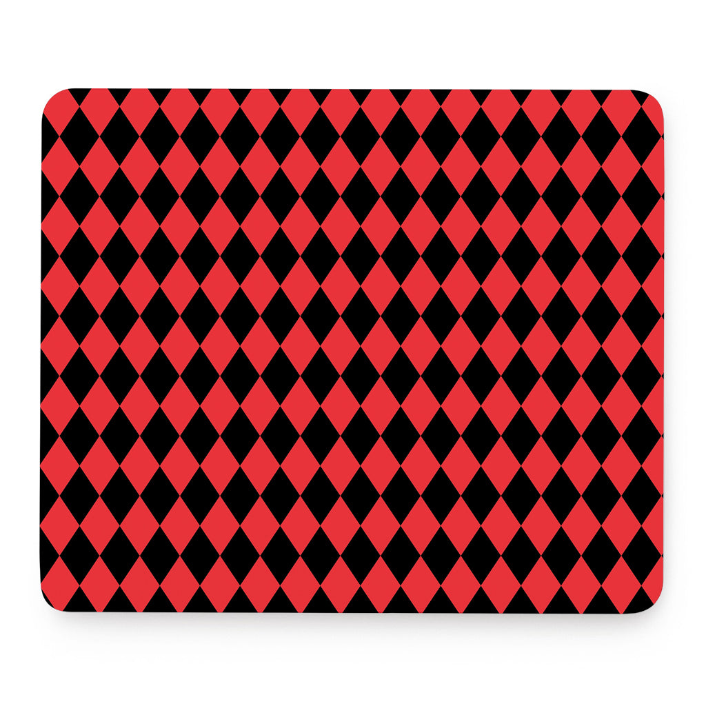 Red And Black Harlequin Pattern Print Mouse Pad