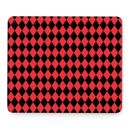 Red And Black Harlequin Pattern Print Mouse Pad