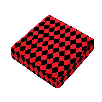 Red And Black Harlequin Pattern Print Outdoor Seat Cushion Cover