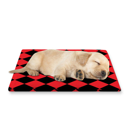 Red And Black Harlequin Pattern Print Pet Cooling Mat Cover