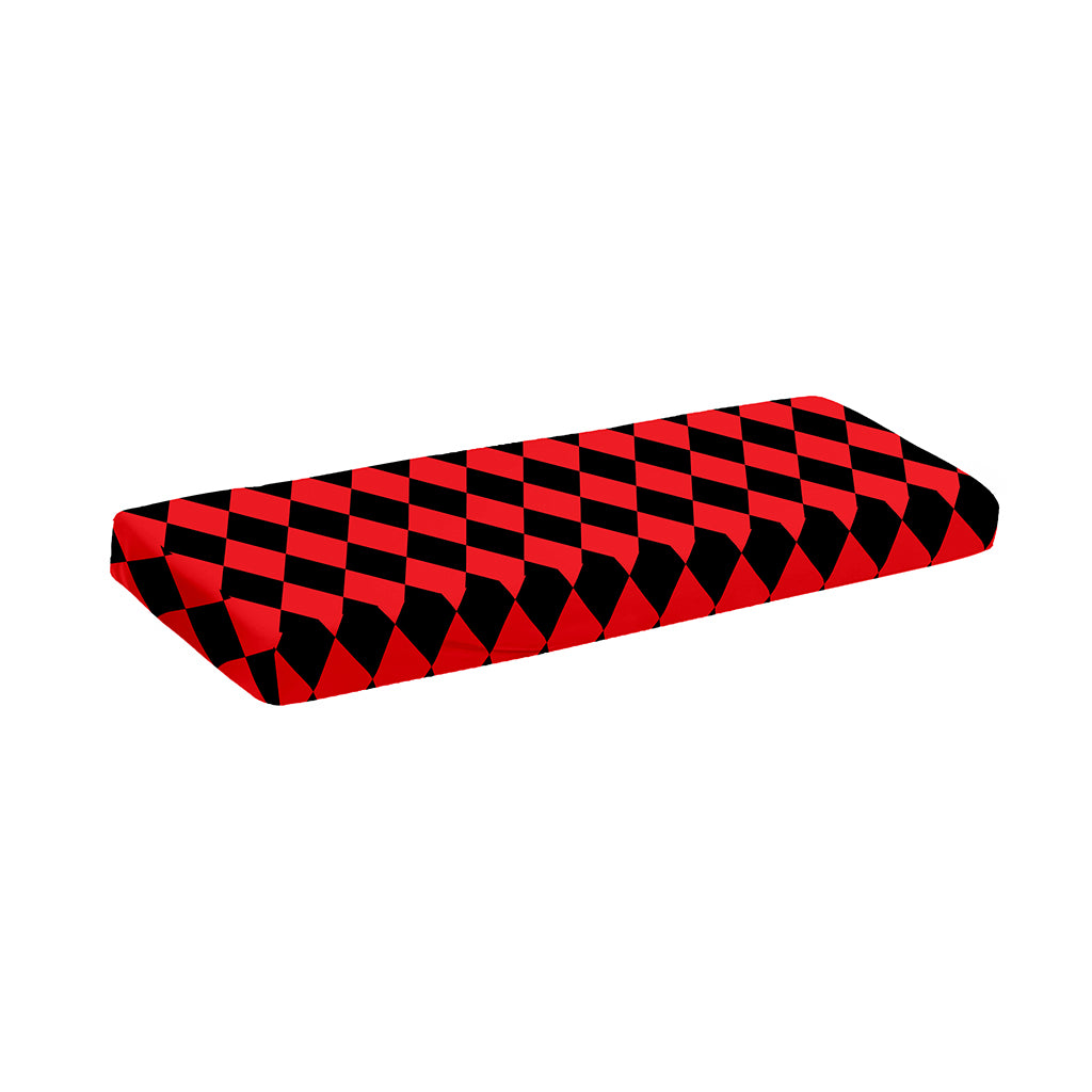 Red And Black Harlequin Pattern Print Piano Keyboard Cover