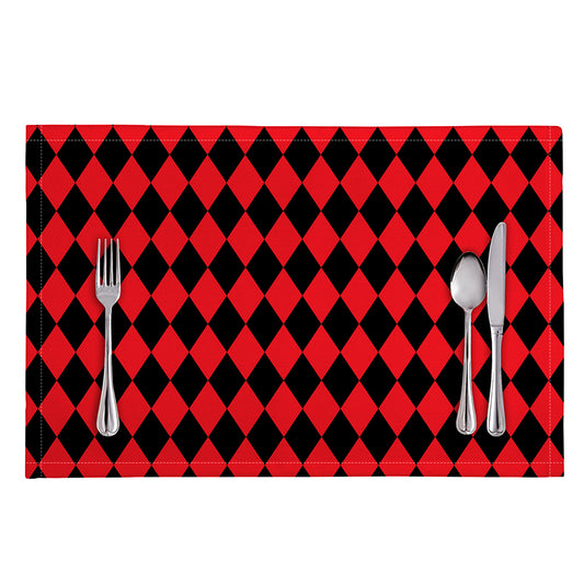 Red And Black Harlequin Pattern Print Placemat